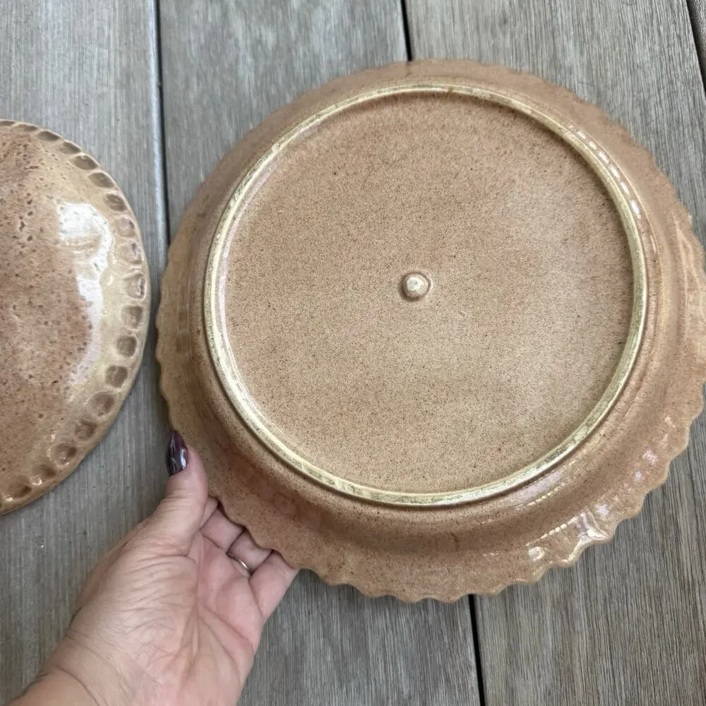 Pie Dish Plate Ceramic Covered Cherry Holder Keeper Lid Vintage Cottagecore